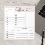 Daily Planner Chic Script Blush Beige Notitieblok<br><div class="desc">Dagelijkse Plannerfuncties voor aanbiedingen,  planning,  notities en zelfverzorgingsvakjes.</div>