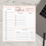 Daily Planner Chic Script Blush Pink Notitieblok<br><div class="desc">Dagelijkse Plannerfuncties voor aanbiedingen,  planning,  notities en zelfverzorgingsvakjes.</div>