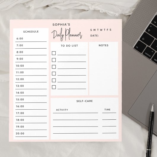 Daily Planner Chic Script Blush Pink Notitieblok