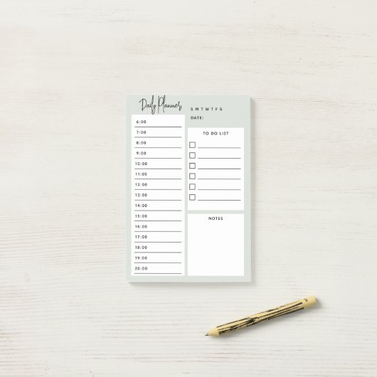 Daily Planner Chic Script Green Notes (Op bureau)
