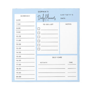 Daily Planner Chic Script Light Blue Notitieblok
