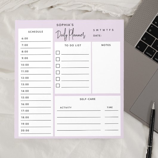 Daily Planner Chic Script Light Paars Notitieblok