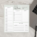 Daily Planner Chic Script Light Sage Green Notitie Notitieblok<br><div class="desc">Dagelijkse Plannerfuncties voor aanbiedingen,  planning,  notities en zelfverzorgingsvakjes.</div>