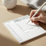 Daily Planner Chic Script Light Sage Green Notitie Notitieblok<br><div class="desc">Dagelijkse Plannerfuncties voor aanbiedingen,  planning,  notities en zelfverzorgingsvakjes.</div>