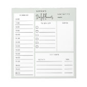 Daily Planner Chic Script Light Sage Green Notitie Notitieblok (Voorkant)