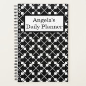 "Daily Planner" Diagonal Abstract Zwart-wit Planner (Voorkant)