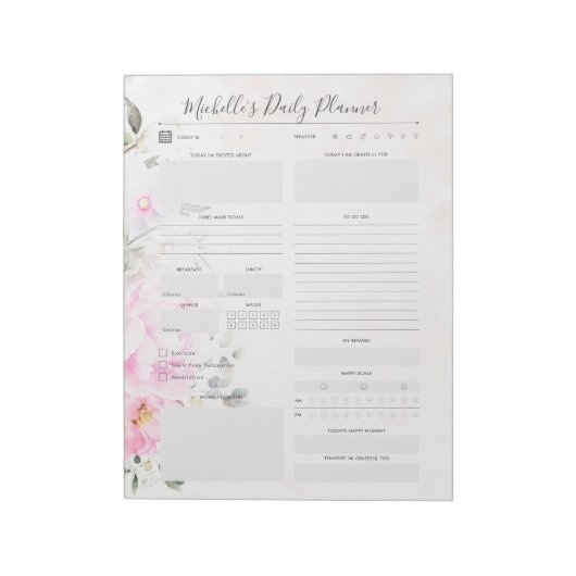 Daily Planner Floral Notitieblok (Linkerzijde)