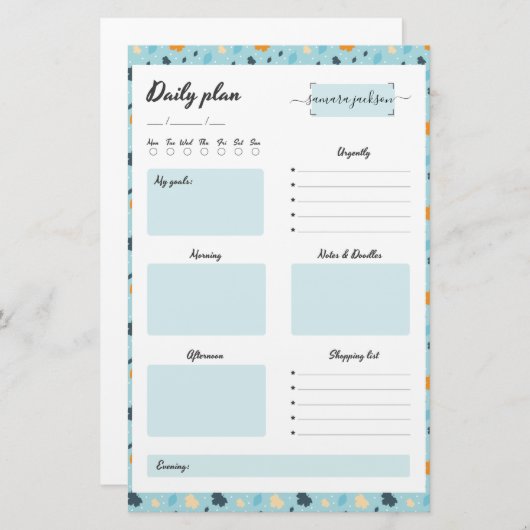 Daily Planner gepersonaliseerd schattig elegant -  Briefpapier (Voorkant / Achterkant)
