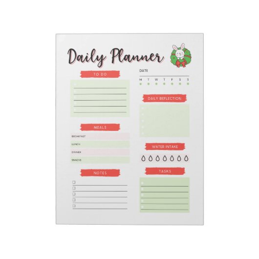 Daily Planner Kerstbunny Notitieblok (Linkerzijde)
