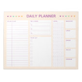 Daily Planner Kleurrijke Harten Paarse Tekst Notit Notitieblok (Voorkant)