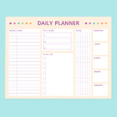 Daily Planner Kleurrijke Harten Paarse Tekst Notit Notitieblok