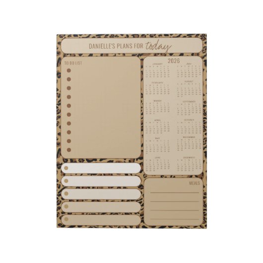 Daily Planner Leopard Print 2026 Notes To Do List Notitieblok (Linkerzijde)