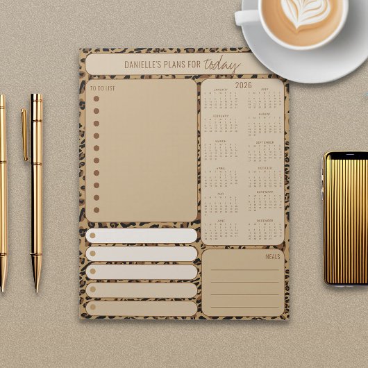 Daily Planner Leopard Print 2026 Notes To Do List Notitieblok