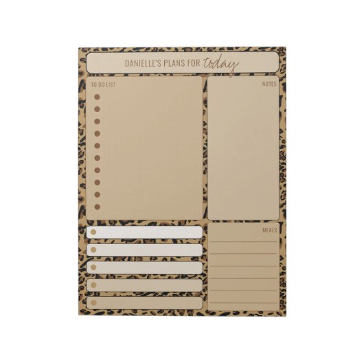 Daily Planner Leopard Print Notes maaltijden om li Notitieblok (Linkerzijde)