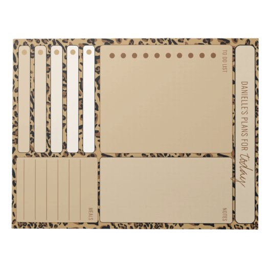 Daily Planner Leopard Print Notes maaltijden om li Notitieblok (Voorkant)