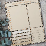 Daily Planner Leopard Print om List Notes maaltijd Notitieblok<br><div class="desc">Aangepaste Daily Planner in crèmekleurige zwarte en beige luipaard afdrukken met secties voor u om lijsten,  notities,  maaltijden en afspraken of herinneringen te maken. Dit notitieblok wordt op elke pagina afgedrukt om je 40 dagen lang te houden.</div>