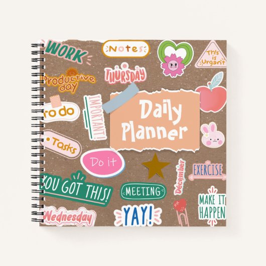 Daily Planner met stickers, aanpasbaar. Notitieboek (Voorkant)