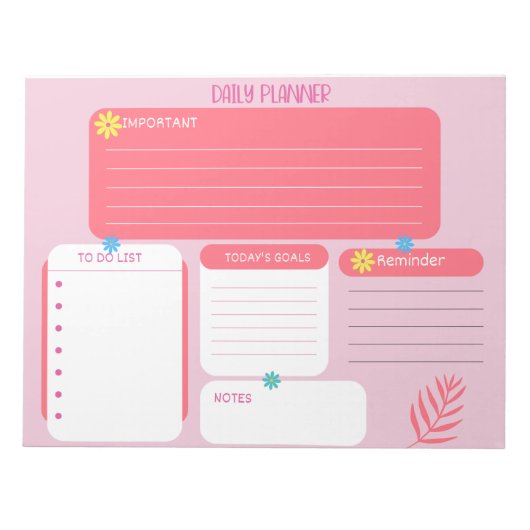 Daily Planner Pink Floral-laptops Notitieblok (Voorkant)