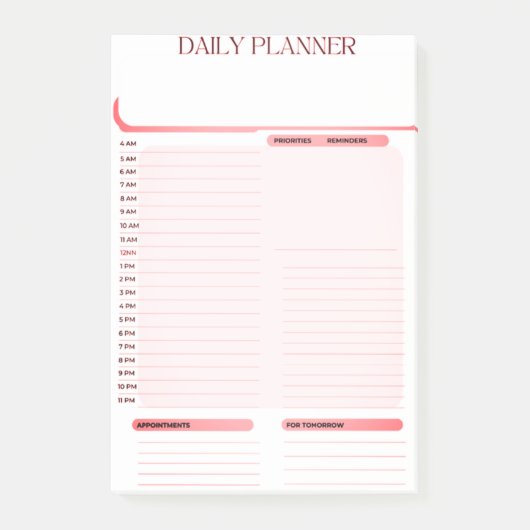 Daily Planner Post het merkt op Pad Post-it® Notes (Voorkant)
