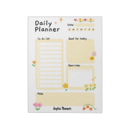 Daily Planner Schedule Reminders Floral Notitieblok