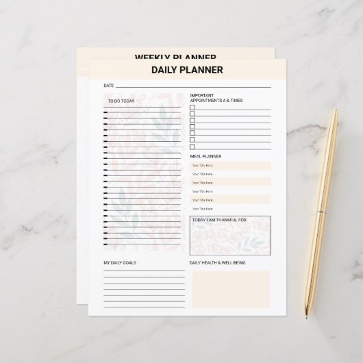 Daily Planner Template (Voorkant / Achterkant in situ)