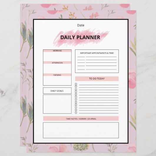 Daily Planner Template (Voorkant / Achterkant)