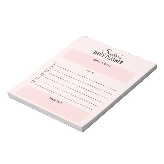 Daily Planner voor Script Blush Pink Notitieblok (Linkerzijde)