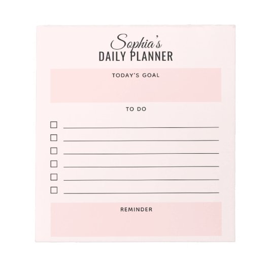 Daily Planner voor Script Blush Pink Notitieblok (Voorkant)