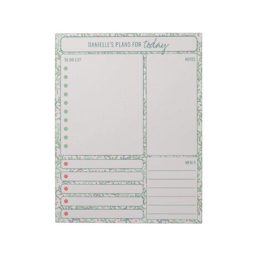 Daily Planner Winter Greenery Noteer maaltijden om Notitieblok (Linkerzijde)