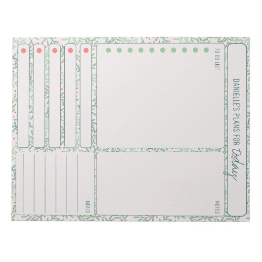 Daily Planner Winter Greenery Noteer maaltijden om Notitieblok (Voorkant)