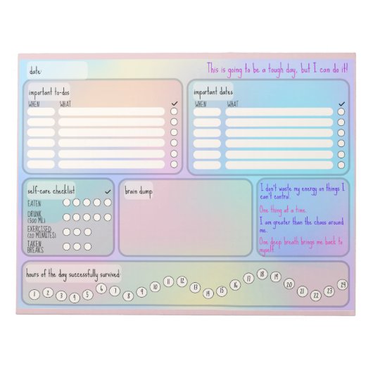 Daily Schedule for Focus & Self-Care  Notitieblok (Voorkant)