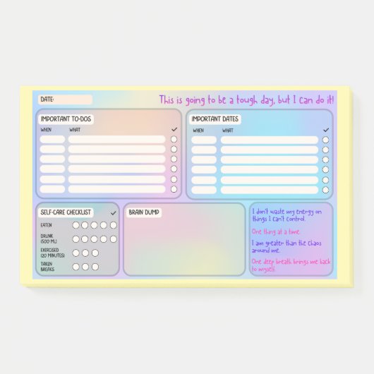 Daily Schedule for Focus & Self-Care Post-Its Post-it® Notes (Voorkant)