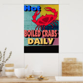Daily Sign met warme krabben Poster (Keuken)