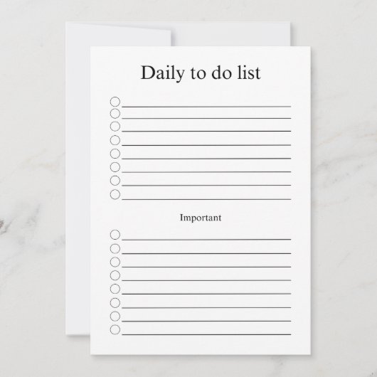 Daily to do list notitiekaartje (Voorkant)