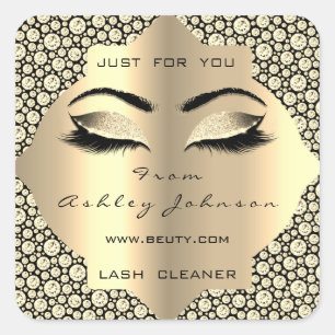Daimond Sepia Glitter Gold Lash Cleaner Make-up Vierkante Sticker