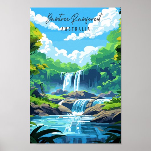 Daintree Rainforest vintage reisillustratie Poster (Voorkant)