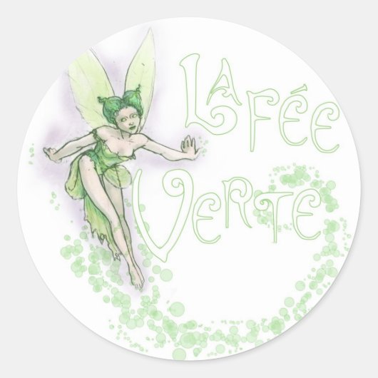 Dainty Absinthe La Fee Verte III Ronde Sticker (Voorkant)