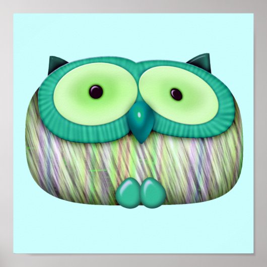 dainty aqua owl poster (Voorkant)