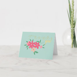 Dainty Blauwgroen roze, kleine gloed motif Bedankkaart