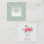 Dainty Blauwgroen roze tiny Flowers Vierkante Visitekaartje (Voorkant / Achterkant)