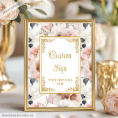 Dainty blos bloemen en gouden bruiloft aangepaste poster
