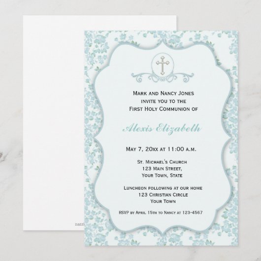 Dainty Blue Floral-religie Kaart (Voorkant / Achterkant)