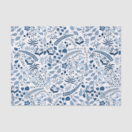 Dainty Blue Flowers Boho Style Tissuepapier (Voorkant)