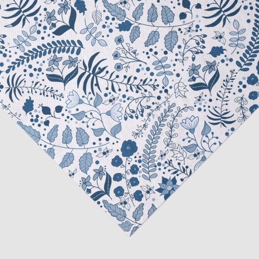 Dainty Blue Flowers Boho Style Tissuepapier (Detail)