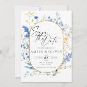 Dainty Blue Flowers Wild Floral Boho Bewaar de dat Kaart (Voorkant)