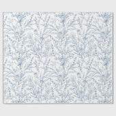 Dainty Blue Franse Toile Floral Wrapping Paper Cadeaupapier (Vlak)