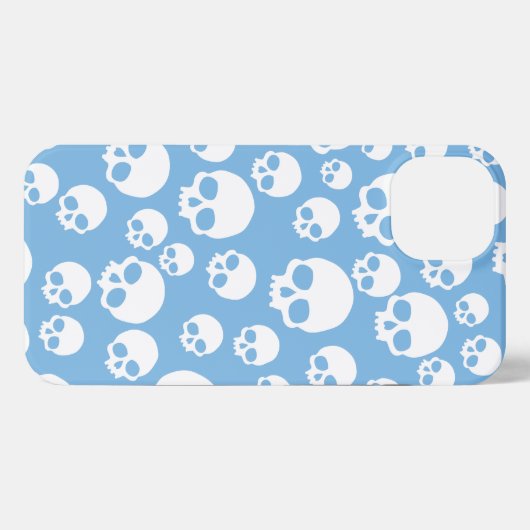 Dainty Blue Random Skulls Pattern iPhone Hoesje (Achterkant horizontaal)