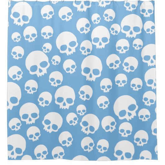 Dainty Blue Random Skulls Pattern Shower Curtain Douchegordijn (Voorkant)