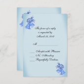 Dainty Blue Wedding Bells RSVP (Voorkant / Achterkant)