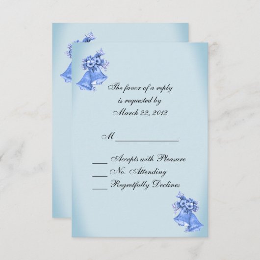 Dainty Blue Wedding Bells RSVP (Voorkant / Achterkant)
